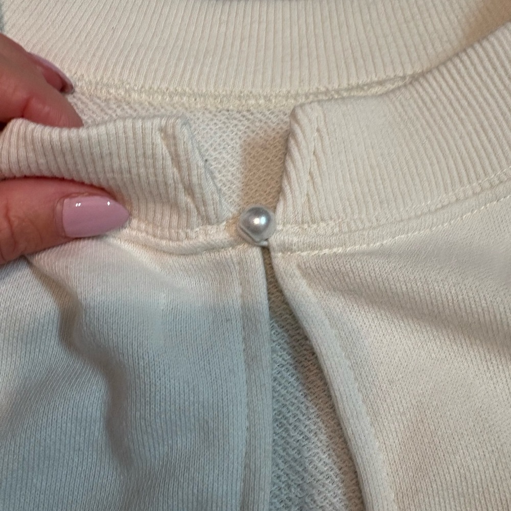 Aerie Cream Sweatshirt with Pink Bow Design - Picture 2 of 5